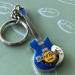 vtg Hard Rock Cafe Key chain New York 3” blue good condition